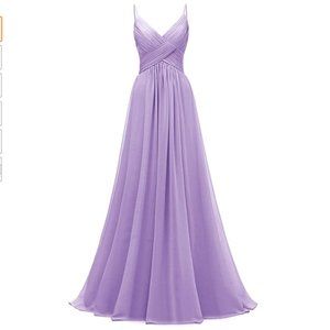 Pleated Chiffon Formal Evening Dress - Lilac